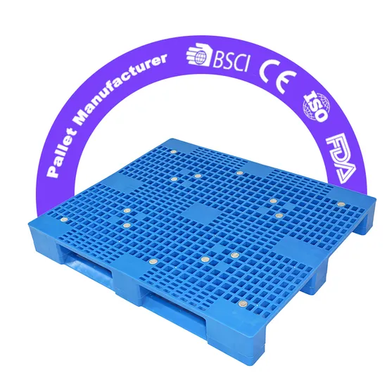 Euro personalizado resistente de quatro vias de entrada 9 pés uma face tablet cruz azul reciclar paletes de plástico de PVC HDPE reciclado
