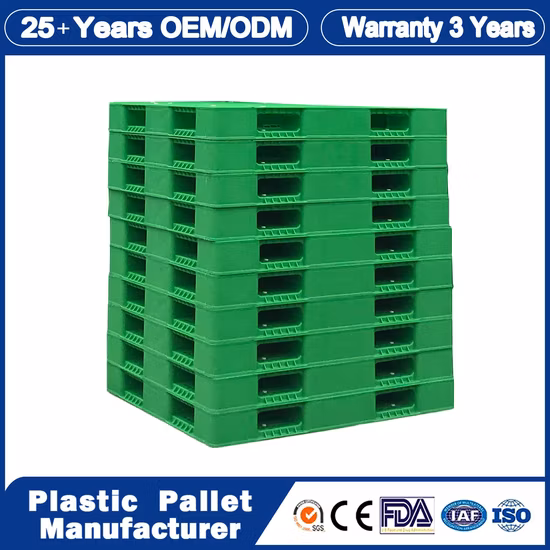 Pesado HDPE Dupla Face Industrial Entrada de Quatro Vias Durável Grande Aço Reforçado Euro Reversível Rackable Empilhável Paletes de Plástico para Empilhamento em Armazém